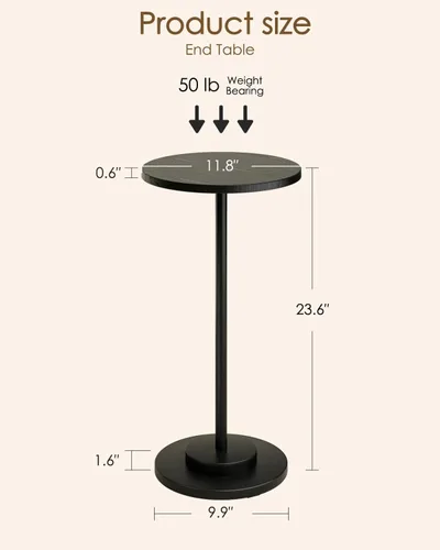 Miniatura 2 de Masupu Mesa para Bebidas, Mesa Auxiliar Redonda para Espacios Pequeños, Mesa Auxiliar de Pedestal, Mesa Auxiliar Pequeña con Base de Metal