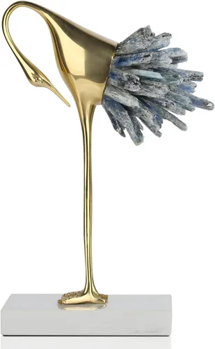 suruim Acentos de Decoración Dorados, Estatuas de Pájaros de Latón Decoración Dorada para el Hogar Adornos Decorativos de Cristal Modernos para Sala
