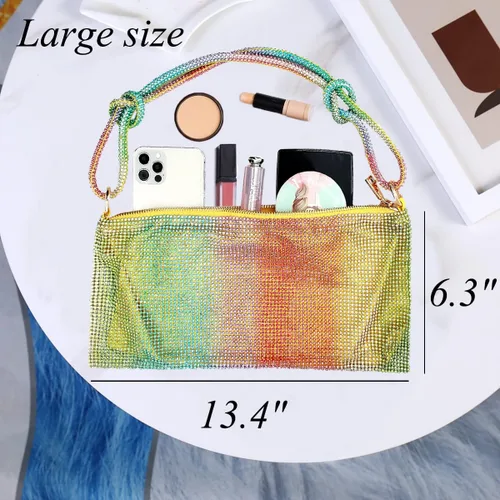 Miniatura 7 de rosyclo Bolso brillante con diamantes de imitación para mujer, bolsos de noche para boda, graduación, fiesta, club, bolsos