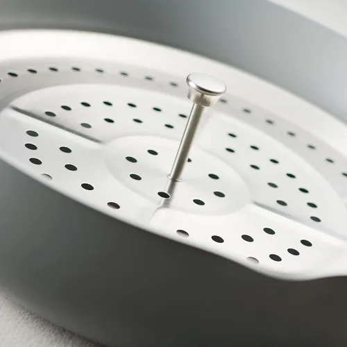 Miniatura 10 de Juego de sartenes todo en uno Tramontina Plus, sartén de cerámica antiadherente de 5 cuartos con tapa, inserto para cocinar al vapor, utensilios