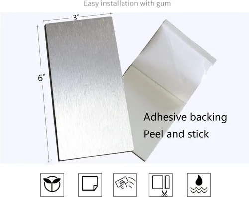 Miniatura 2 de XUANINY 32 azulejos de metal para salpicaduras de metal autoadhesivos, mosaico de aluminio autoadhesivo, adhesivo de pared 3D para cocina metro