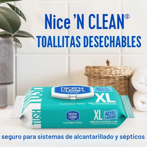 Miniatura 4 de Nice 'N CLEAN Toallitas desechables extra grandes Toallitas 40% más grandes Toallitas húmedas XL para adultos de 6.8 x 7.5 pulgadas sin perfume
