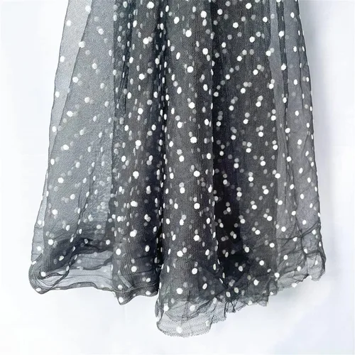 ECYC Ltd 17.7 x 61 pulgadas, tela de tul de lunares blancos, tela de tul de malla de tul transparente para coser, faldas tutú, velo de novia,