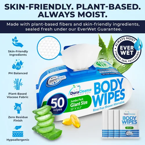 Miniatura 3 de DuraCleanse - Toallitas de limpieza corporal sin enjuague para adultos, extragruesas y desechables para incontinencia y campamento, 100 toallitas XL