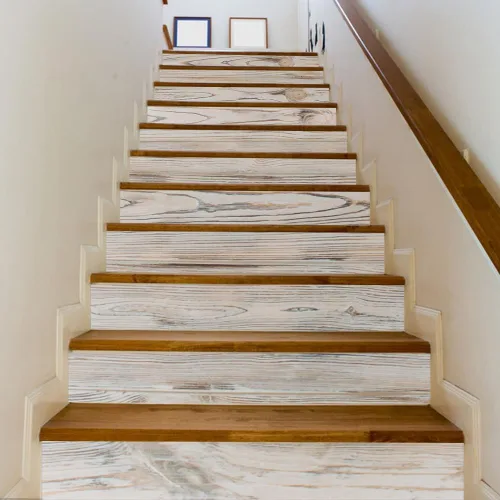 Miniatura 17 de PLIGREAT 15 tiras de calcomanías de Navidad para escaleras, despegar y pegar pájaros, árbol de Navidad, calcomanías para escalones de 7.1 x 39