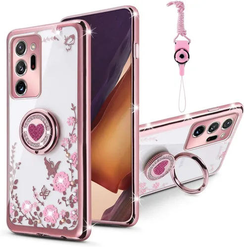 Miniatura 22 de Funda protectora para Note 10 Plus, Galaxy para mujer, con purpurina, cristal, mariposa, corazón, floral, delgada, de TPU para niñas, con soporte