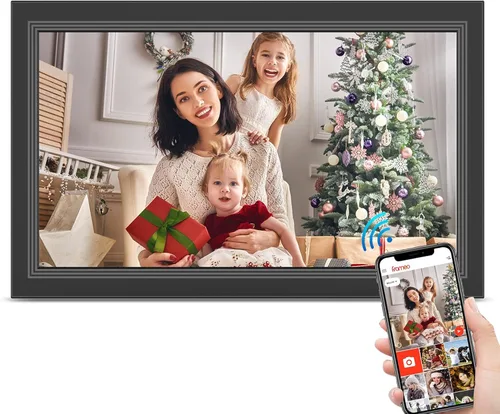 FRAMEO Marco de Fotos Digital - Marco de fotos digital de 15.6 pulgadas con pantalla táctil IPS HD de 1920 x 1080, almacenamiento integrado de 32