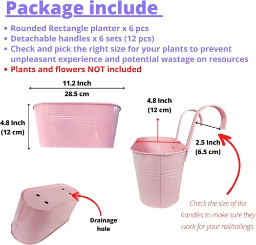 Miniatura 2 de LaLaGreen - Maceta colgante para exteriores (11.2 pulgadas, paquete de 6) rosa claro, morado claro, turquesa, rosa neón, amarillo, naranja, caja