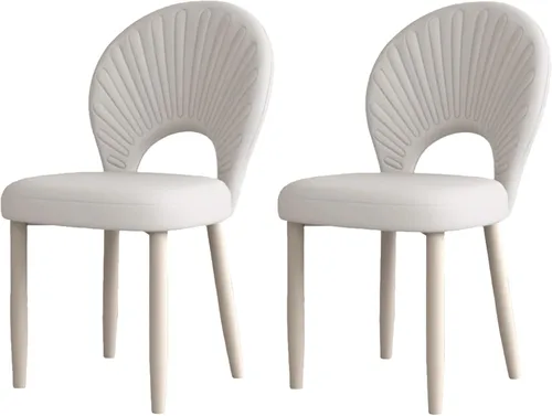 Miniatura 10 de Upholstered Kitchen Chairs Set, Dining Room Chair with Leather Cushion Seat, Lobby Chair with Metal Leg for Kitchen Living Room White