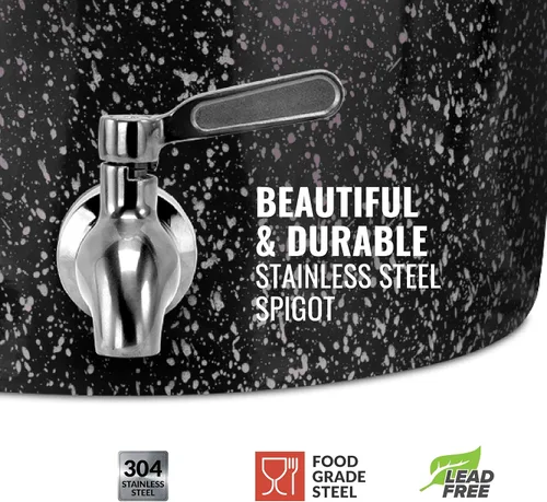 Miniatura 2 de Geo Sports - Dispensador de agua de cerámica de porcelana, grifo de acero inoxidable, válvula y tapa incluidas. Se adapta a jarras de 3 a 5 galones