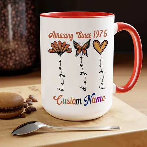 Miniatura 5 de Regalo personalizado de cumpleaños 48 para ella, mujeres, mamá, hermana, mejor amiga, abuela, taza de mariposa con nombre personalizado, taza