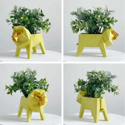 HAUCOZE Maceta de estatua de león para suculentas, escultura animal de 6.1 pulgadas | Modern Arts - Decoración para el hogar, regalo para