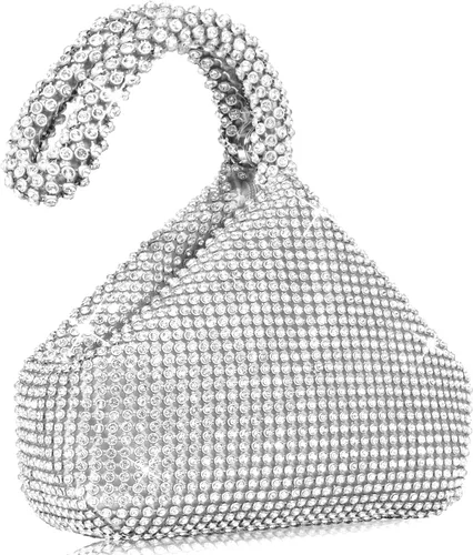 Miniatura 9 de Bolso de noche para mujer - Tamaño más grande mejorado, clutch de muñeca con diamantes de imitación completos brillantes para fiesta, boda, cita
