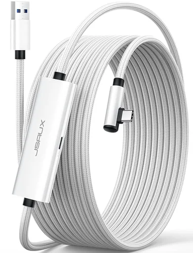 Miniatura 8 de JSAUX Cable de enlace de 16 pies con carga compatible con accesorios Meta Quest 3S/Quest3/2/Pro Carga mientras juegas: USB 3.0 de datos de alta