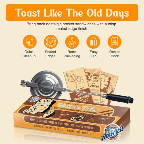 Miniatura 4 de Fabricante de Sándwiches Portátil, Parrilla Clásica para Sándwiches y Prensa para Paninis, Plancha para Empanadas de Aluminio Fundido, Tostador