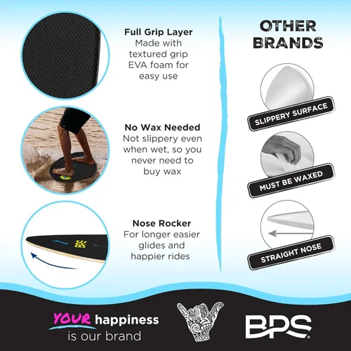 Miniatura 3 de BPS Skimboard 'Shaka' de Nueva Zelanda con almohadillas de agarre EVA de colores y capa transparente de alto brillo tablas de madera para aventuras