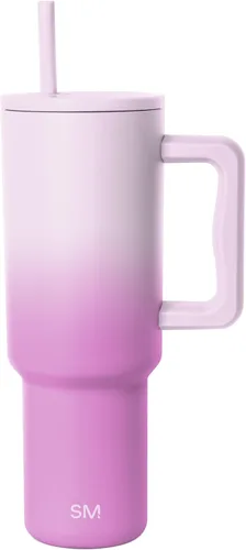 Miniatura 14 de Simple Modern Vaso Tumbler de 30 oz con asa y tapa con popote Taza de viaje aislada de acero inoxidable apta para portavasos Negro medianoche