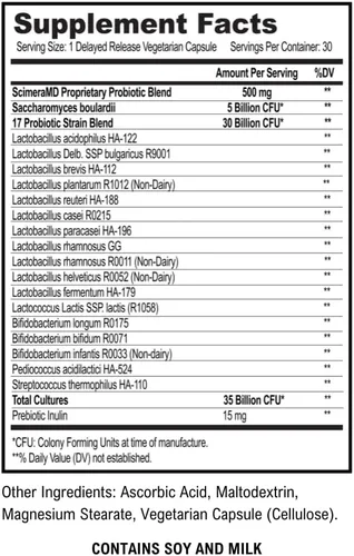 Miniatura 2 de Asprega 30CT - Suplemento probiótico + prebiótico 17 cepas, 35 mil millones de UFC liberación retardada Saccharomyces Boulardii para hombres