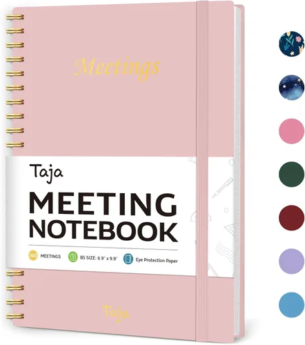 Taja Cuaderno de reuniones para organización del trabajo, cuaderno planificador de trabajo con artículos de acción, agenda para tomar notas, 160