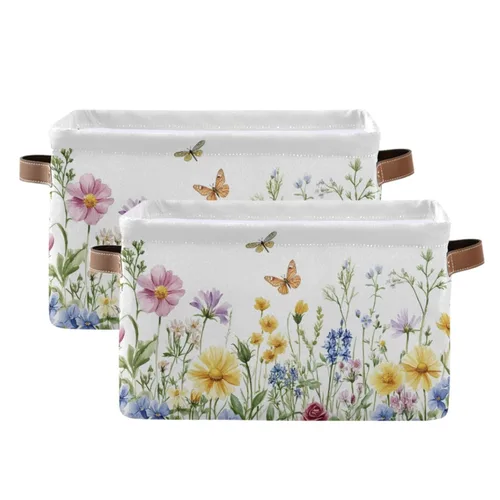 Miniatura 20 de Emelivor ABC - Contenedor de almacenamiento plegable con asa rectangular impermeable ABC Dinosaurios cesta para almacenamiento cubo organizador
