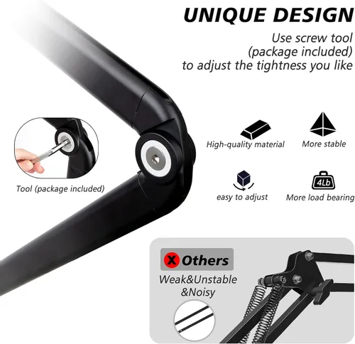 Miniatura 3 de SUNMON Shure SM7B - Brazo de brazo con filtro emergente, brazo de micrófono de ajuste gratuito compatible con micrófono SM7B, parabrisas