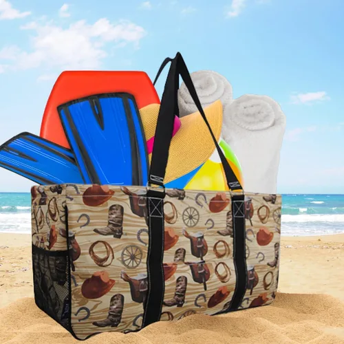 Miniatura 268 de NGIL Bolsa de comestibles reutilizable extra grande plegable de gran tamaño para comestibles, almacenamiento, picnic, playa, Bronco-negro occidental