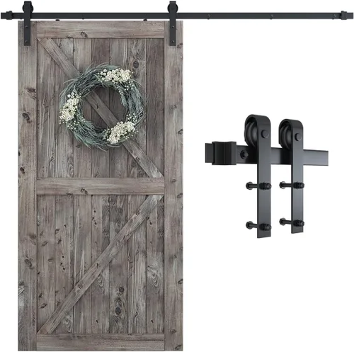 Miniatura 10 de SMARTSTANDARD Kit de herrajes para puerta corrediza de granero heavy duty resistente de 5 pies, suave y silencioso, incluye instalación detallada