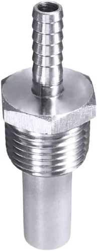 Miniatura 2 de Piedra de difusión de oxigenación en línea de 0.5 micrones, 1/2 "NPT manguera Barb Piedra de aireación de acero inoxidable Piedra de carbonatación
