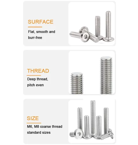 Miniatura 3 de Tornillos de cabeza Allen avellanados con remache M8 x 3.937 in, tornillos de conexión para muebles, acero inoxidable 304