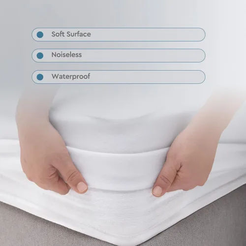 Miniatura 5 de YATAS BEDDING Microfit - Protector de colchón impermeable, sin vinilo, suave y duradero, lavable a máquina a 90°, color blanco