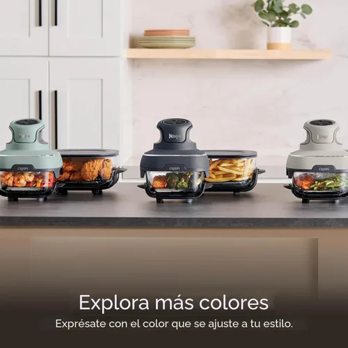 Miniatura 16 de Ninja Crispi - Freidora de aire de vidrio 4 en 1 Con recipientes de vidrio no tóxicos de 4 cuartos y 6 tazas y tapas Apto para microondas, Gris