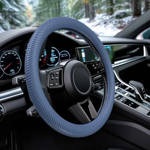 Miniatura 12 de WOCOCN Funda para volante de automóvil, funda delgada de silicona antideslizante para hombres y mujeres, accesorios interiores universales