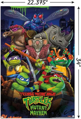 Miniatura 3 de Teenage Mutant Ninja Turtles: Mutant Mayhem - Póster de pared grupal, 34 pulgadas de largo x 22.4 pulgadas de ancho, versión sin marco