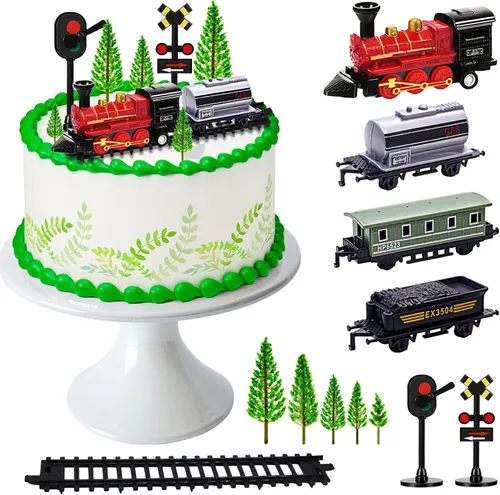 Miniatura 8 de MEMOVAN Decoración para tarta de camiones, decoración de tarta de camión para niños, coche de carreras para tarta de cumpleaños, decoración