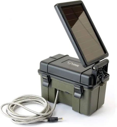 HME Cámara de Sendero Paquete de Alimentación Auxiliar de 12V/Solar Carcasa Duradera Resistente a la Intemperie Fácil Instalación y Compatibilidad