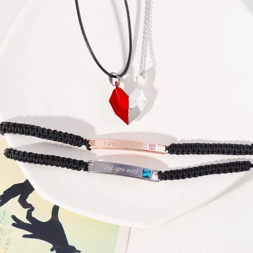 Miniatura 8 de Juego de collares para parejas, pulseras para él y ella, para su reina, su rey, para parejas, regalo para la pareja