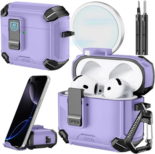 Miniatura 19 de Inesore for AirPods Pro 3 Case (2025) with Phone Stand Design, Compatible with MagSafe, Auto-Locking Case Cover for Air Pods Pro 3rd with Cleaning