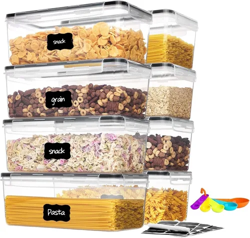 Miniatura 8 de 2 recipientes grandes de almacenamiento de alimentos de 6.5 litros/220 onzas, recipientes herméticos de plástico sin BPA para harina, azúcar