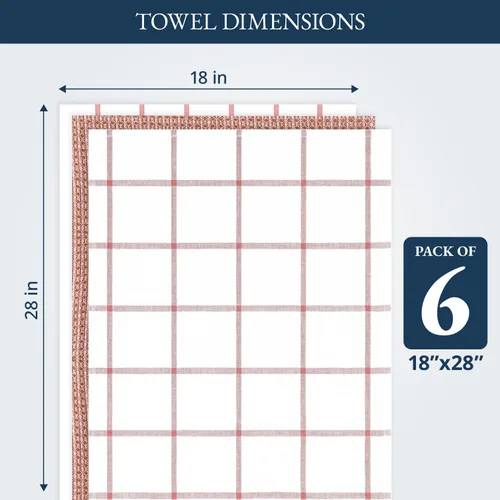 Miniatura 3 de LANE LINEN Juego de Toallas de Cocina de Algodón 100%, Paquete de 6 – Premium, Absorbentes, de Secado Rápido, Toallas de Platos, Toallas de Té, 18