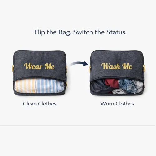 Miniatura 5 de Travel Fanatics Wear Me Wash Me - Bolsa organizadora de ropa sucia y limpia de 2 caras para maleta, equipaje de mano y viajes