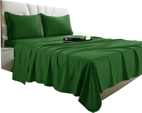 Miniatura 14 de Vacco Juego de sábanas tamaño Queen, sábanas y fundas de almohada de 4 piezas para hotel de lujo de la serie 1800, sábanas ultrasuaves