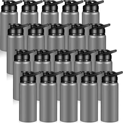 Miniatura 10 de Potchen Paquete de 20 botellas de agua de aluminio de 20 onzas, botellas deportivas de metal con tapas a presión, contenedor de viaje reutilizable
