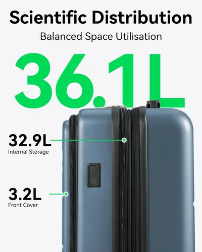 Miniatura 6 de LUGGEX Maleta de mano con bolsillo frontal, maleta rígida de policarbonato expandible con puerto USB, plateado, Equipaje de mano con compartimento