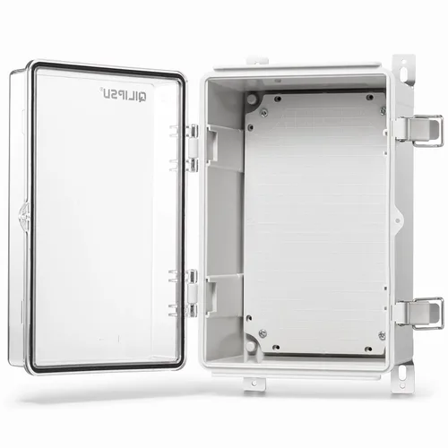 Miniatura 24 de QILIPSU - Caja de conexiones de acero inoxidable con tapa, bisagras y placa de montaje, universal, impermeable IP67, plástico ABS, gris, recinto