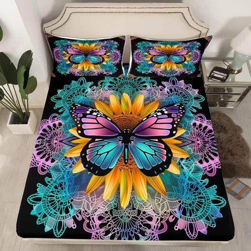 Miniatura 16 de Erosebridal Southwestern - Sábanas de cama bohemias aztecas, tamaño individual, sábanas hippie de cachemira, ropa de cama de estilo exótico, funda