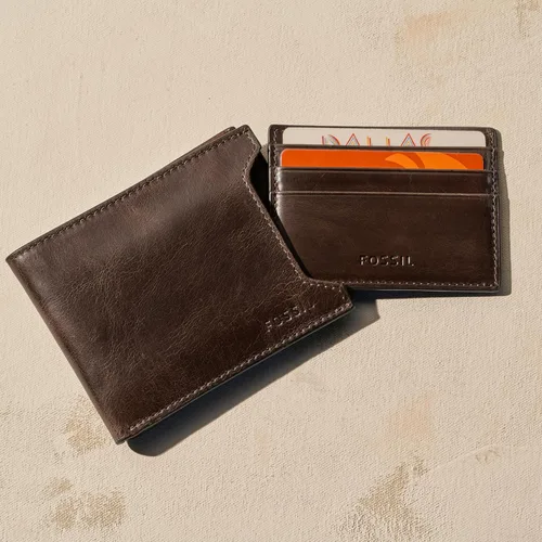 Miniatura 5 de Fossil Cartera de cuero plegable deslizante 2 en 1 con funda extraíble para tarjetas para hombres