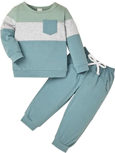 Miniatura 44 de Ropa de otoño e invierno para bebé, trajes de niño pequeño, sudadera de manga larga, sudadera de retazos y pantalones, 2 piezas, 12 meses a 5 años