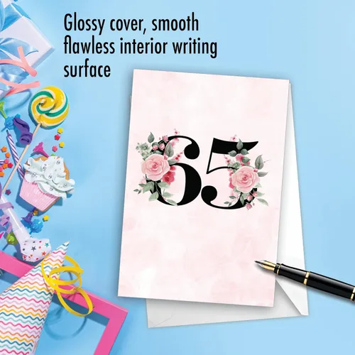 Miniatura 3 de NobleWorks Tarjeta de felicitación de cumpleaños número 65 con sobre de 5 x 7 pulgadas (1 tarjeta) Cuenta de tiempo de 65 años C10676MBG