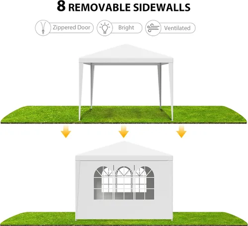 Miniatura 4 de Carpa para exteriores de 10 x 10 pies, tienda de campaña para fiestas de boda, cenador portátil, carpa con toldo, camping, refugio, almacenamiento