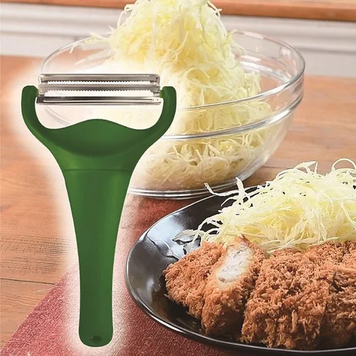Miniatura 2 de Nonoji MAX - Pelador y triturador de repollo con mango antideslizante, Julienne, 2 cuchillas afiladas para pelar verduras, cocina, verde oscuro